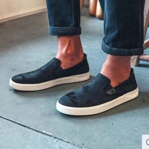 OluKai Men's Black Camo‎ Slip On Shoes Sneakers Casual Comfort Sz 11.5 (Read)